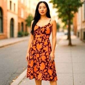 LOFT Outlet SZ 12 Women's Tropical Floral Midi Summer Dress